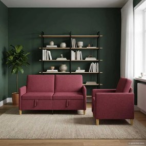 vidaXL Σαλονάκι Σετ Με Αποθηκευτικό Χώρο 2 pcs Κόκκινο Πολυεστέρας