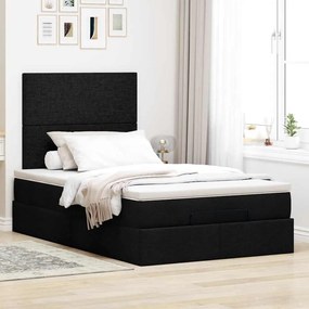 vidaXL Κρεβάτι Ottoman με Στρώμα και LED Μαύρο 120 x 190 cm Ύφασμα