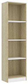 vidaXL Βιβλιοθήκη με 4 Ράφια Λευκό/Sonoma 40x24x142 εκ. Επεξ. Ξύλο