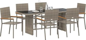 vidaXL Σέτ φαγητού για κήπο 7 pcs Γκρι συνθετικό ρατάν