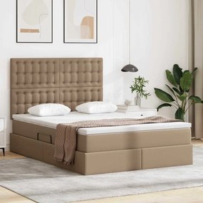 vidaXL Κρεβάτι Αποθήκης Καπουτσίνο 140 x 190 cm Τεχνητό Δέρμα