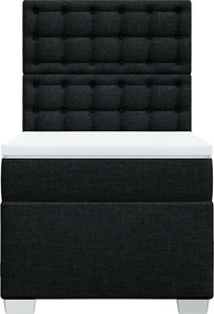 vidaXL Κρεβάτι Boxspring με Στρώμα Μαύρο 80 x 200 εκ. Υφασμάτινο