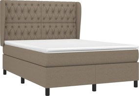 vidaXL Κρεβάτι Boxspring με Στρώμα Taupe 140x190 εκ. Υφασμάτινο