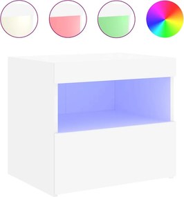 vidaXL Κομοδίνα με Φώτα LED 2 τεμ. Λευκά 50 x 40 x 45 εκ.