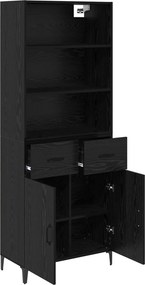 vidaXL Highboard Μαύρη Οξυά 69,5 x 34 x 180 εκ. Επεξεργασμένο ξύλο