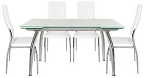 Σετ τραπεζαρίας C10011.01 5τμχ με Τραπέζι LOCA 120x80x75εκ. &amp; Καρέκλες KIM Λευκές