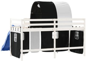 vidaXL Υπερυψ. Κρεβάτι με Τούνελ Λευκό/Μαύρο 90 x 190 εκ. Μασίφ Πεύκο