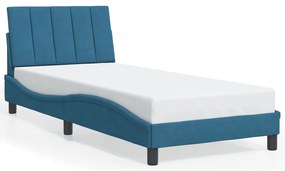 vidaXL Πλαίσιο Κρεβατιού με Κεφαλάρι Μπλε 90x200 εκ. Βελούδινο