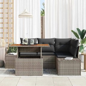 vidaXL Σετ Καναπέ Κήπου με μαξιλάρι 5 pcs Γκρι, Καφέ 100 x 55 x 73 εκ