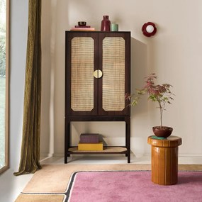 Έπιπλο μπαρ με καπλαμά καρυδιάς και ψάθα, Jadou