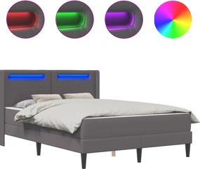 vidaXL Σκελετός κρεβατιού με στρώμα Γκρι 120 x 190 cm Τεχνητό Δέρμα
