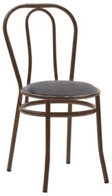 Καρέκλα "WIEN" από μέταλλο/τεχνόδερμα σε καφέ/μαύρο χρώμα 39x85