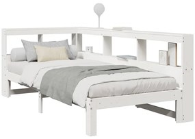 vidaXL Κρεβάτι Βιβλιοθήκη Χωρίς Στρώμα Λευκό 75x190 εκ Μασίφ Πεύκο