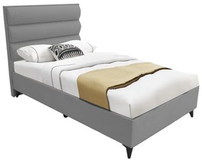 Κρεβάτι μονό Luxe pakoworld με αποθηκευτικό χώρο ανθρακί ύφασμα 120x200εκ