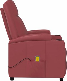 vidaXL Πολυθρόνα Μασάζ Μπορντό από Συνθετικό Δέρμα