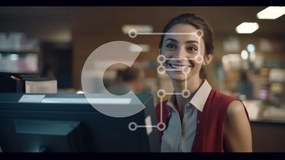 Intra Συλλεκτικό Ξύλινο Παζλ Plywood 4mm - Χαμογελαστή γυναίκα στον πάγκο λιανικής Σε Ξύλινο Κουτί - Διαστάσεις Puzzle: 10x10 cm – 25 κομμάτια