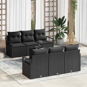 vidaXL Σετ Καναπέ Κήπου 7 pcs Μαύρο 55 x 55 x 37 εκ συνθετικό ρατάν