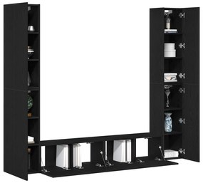 vidaXL Σετ 6 Τεμαχίων Ντουλάπι Τηλεόρασης  Τοίχο-τοποθετημένο Μαύρη Δρυς Επεξεργασμένο Ξύλο