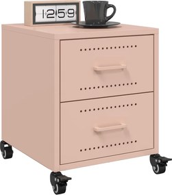vidaXL Κομοδίνα 2 τεμ. Ροζ 36x39x43,5 εκ. από Χάλυβα