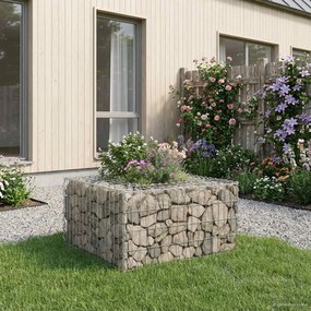 vidaXL Ανασηκωμένο κρεβάτι gabion Ασημί