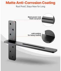 VEVOR 2 Pcs Shelf Brackets 16 inch / 406.4 mm Heavy Duty Floating Shelf Brackets