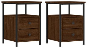vidaXL Κομοδίνο 2 τεμ. Καφέ Δρυς 34 x 35,5 x 50 εκ. από Επεξεργ. Ξύλο