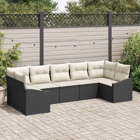 vidaXL Σετ Καναπέ Κήπου 7 pcs Μαύρο Πολυ ράταν