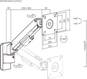 BRATECK επιτοίχια βάση οθόνης LDA113-111, 17-32", έως 9kg