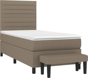 vidaXL Κρεβάτι Boxspring με Στρώμα Taupe 90x200 εκ. Υφασμάτινο