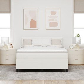 vidaXL Κρεβάτι Box Spring με Στρώμα Κρέμα 160x200 cm Ύφασμα βελούδου