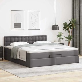 Οθωμανικό κρεβάτι με στρώματα &amp; LEDs Γκρι Faux Leather 3312170