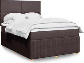 vidaXL Κρεβάτι Boxspring με Στρώμα Σκούρο Καφέ 140x200 εκ Υφασμάτινο