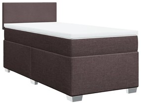 Κρεβάτι Boxspring με Στρώμα Σκούρο Καφέ 90x200 εκ. Υφασμάτινο - Καφέ