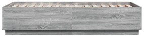 vidaXL Πλαίσιο Κρεβατιού με LED Γκρι Sonoma 75x190 εκ. Επεξεργ. Ξύλο