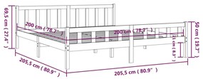 ΠΛΑΙΣΙΟ ΚΡΕΒΑΤΙΟΥ ΓΚΡΙ 200 X 200 ΕΚ. ΑΠΟ ΜΑΣΙΦ ΞΥΛΟ 810701