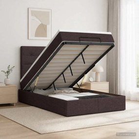 vidaXL Κρεβάτι Ottoman με στρώμα Σκούρο Καφέ 120 x 200 cm Ύφασμα