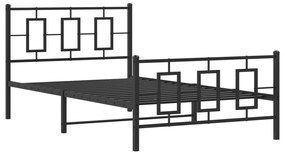 vidaXL Πλαίσιο Κρεβατιού με Κεφαλάρι&Ποδαρικό Μαύρο 107x20 εκ. Μέταλλο
