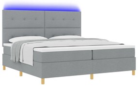 vidaXL Κρεβάτι Box Spring με Στρώμα & LED Φωτισμό Γκρι Ανοιχτό 200x200 εκ. Υλικό