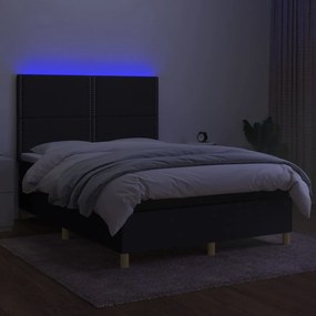 ΚΡΕΒΑΤΙ BOXSPRING ΜΕ ΣΤΡΩΜΑ &amp; LED ΜΑΥΡΟ 140X200 ΕΚ. ΥΦΑΣΜΑΤΙΝΟ 3135359