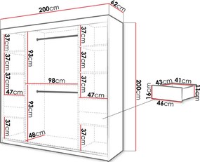 Ντουλάπα συρόμενη Plaster I 200-Leuko