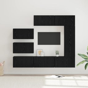 vidaXL Σετ Καθισμάτων Τηλεόρασης 8 pcs Μαύρη Δρυς 30.5 x 30 x 90 cm