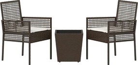 vidaXL Σετ Μπιστρό Κήπου 3 pcs Καφέ συνθετικό ρατάν