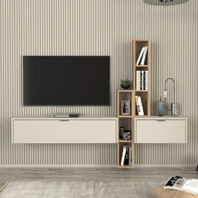 Megapap Σύνθεση Τηλεόρασης Επιτοίχια Edgar Sandstone - Sepet Oak 198,4x29,6x148,5εκ.