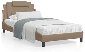 Κρεβάτι με Στρώμα Καπουτσίνο 100x200 εκ. από Συνθετικό Δέρμα - Καφέ