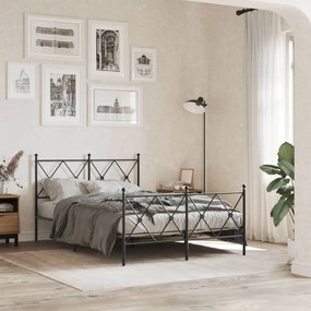 vidaXL Πλαίσιο Κρεβατιού με Κεφαλάρι&amp;Ποδαρικό Μαύρο 120x190εκ. Μέταλλο