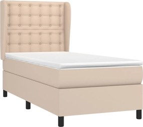 vidaXL Κρεβάτι Boxspring με Στρώμα Καπουτσίνο 100x200εκ.από Συνθ.Δέρμα