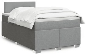 vidaXL Κρεβάτι Boxspring με Στρώμα Ανοιχτό Γκρι 120x190 εκ. Υφασμάτινο