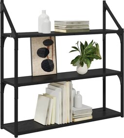 vidaXL Ράφι Τοίχου Μαύρη Οξυά 80 x 21 x 78,5 cm Επεξεργασμένο ξύλο