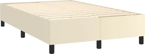 vidaXL Κρεβάτι Boxspring με Στρώμα &amp; LED Κρεμ 120x200 εκ. Συνθ. Δέρμα