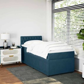 vidaXL Κρεβάτι Boxspring με Στρώμα Μπλε 80 x 200 εκ. Βελούδινο